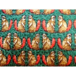 ESCADA ~MENS SILK DRESS SHIRT SUIT NOVELTY TIE ~ANIMAL PRINT MOTIF ~BEAVERS ~57"